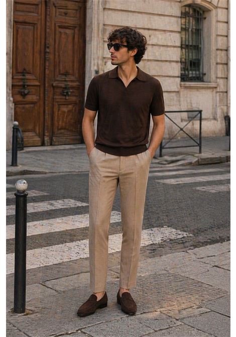 Pantalone PT Torino beige mélange con pinces e taglio sartoriale PT TORINO | Pantaloni | CO-RFZ1Z00FWD0060